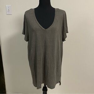 Tahari 100% Linen High Low Top Olive Green Size 1x